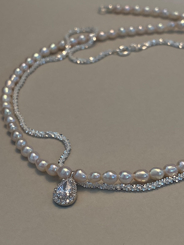 French Vintage Minimalist Pearl 2 Sets Necklace