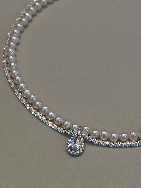 French Vintage Minimalist Pearl 2 Sets Necklace