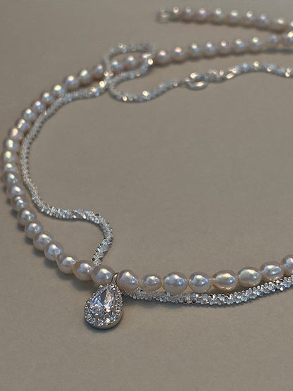 French Vintage Minimalist Pearl 2 Sets Necklace