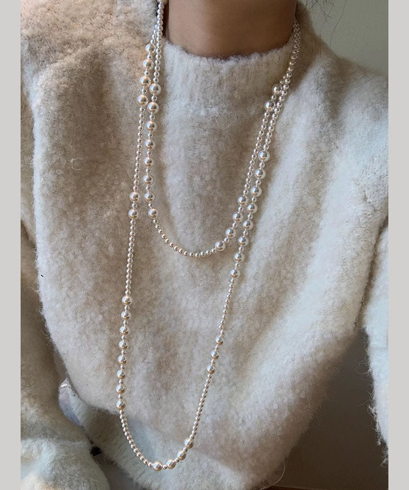 Simple White Pearl Gratuated Bead Necklace