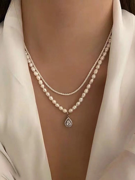 French Vintage Minimalist Pearl 2 Sets Necklace